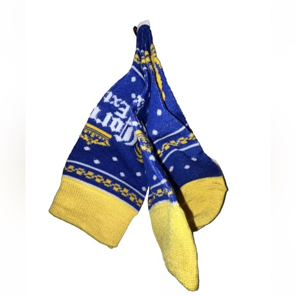 Corona Extra Beer Crew Socks 1 Pair Men 8-12 Blue Yellow w Logo Cerveza Mas Fina - Picture 6 of 11